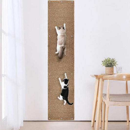 80"x15.7" Cat Wall Scratching Mat, Extra Large Cat Climbing Carpet with 20 Fixed Nails Wall Scratcher Furniture Protector for Couch, Sofa, Home (Brown)
