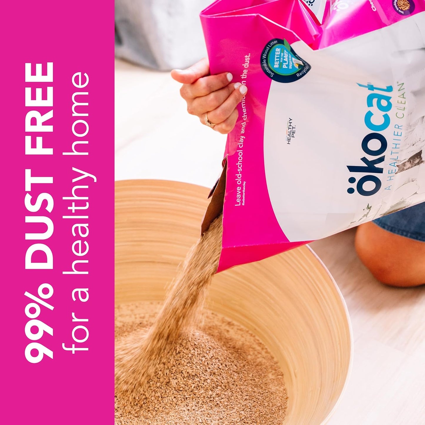 ökocat Super Soft Wood Clumping Cat Litter, Unscented,14 pounds - Natural Ingredients, Stops Odor, Clumps Solid, 99% Dust Free, Great for All Cats, Sensitive Paws, Kittens