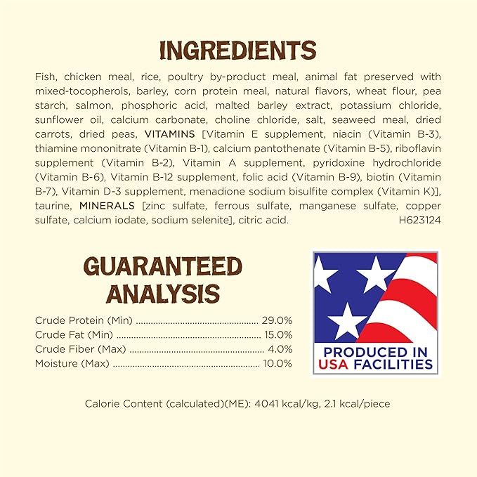 Friskies Purina Natural Cat Treats Party Mix Natural YUMS with Real Salmon and Added Vitamins, Minerals and Nutrients - 20 Oz. Canister (Pack of 2)