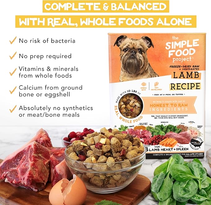 Simple Food Project - Lamb Recipe - Freeze Dried Raw Food for Dogs - 24oz