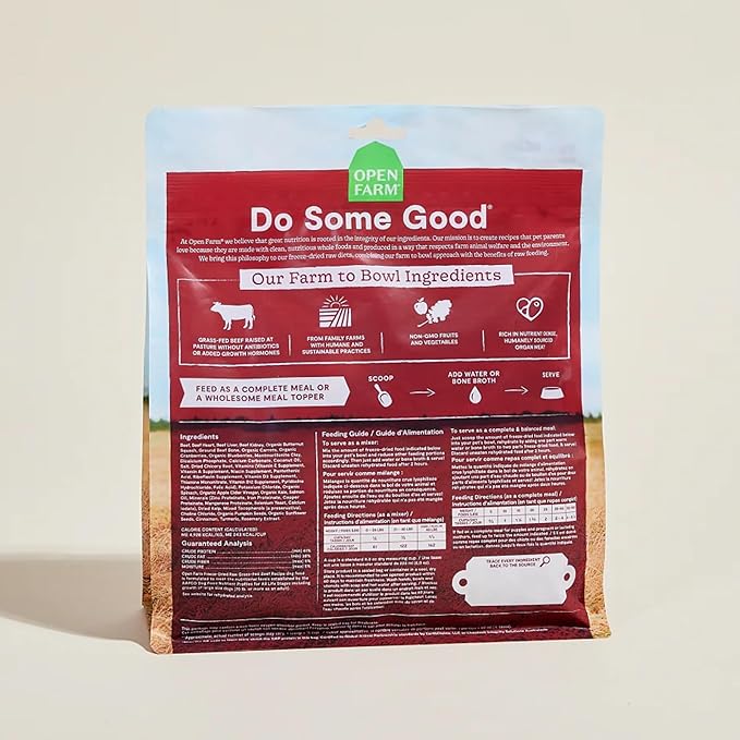 Open Farm Freeze Dried Raw Dog Food, Humanely Raised Meat Recipe with Non-GMO Superfoods and No Artificial Flavors or Preservatives (3.5 Ounce (Pack of 1), Grass Fed Beef Recipe)