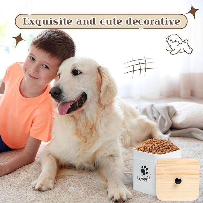 DD 2 Pack Dog Treat Container Airtight,White Dog Treat Jar with Airtight Lid,Dog Cookie Jar for Kitchen Counter, Metal Pet Treat Organizer,Small Dog Treat Canister Farmhouse Dog Food Storage