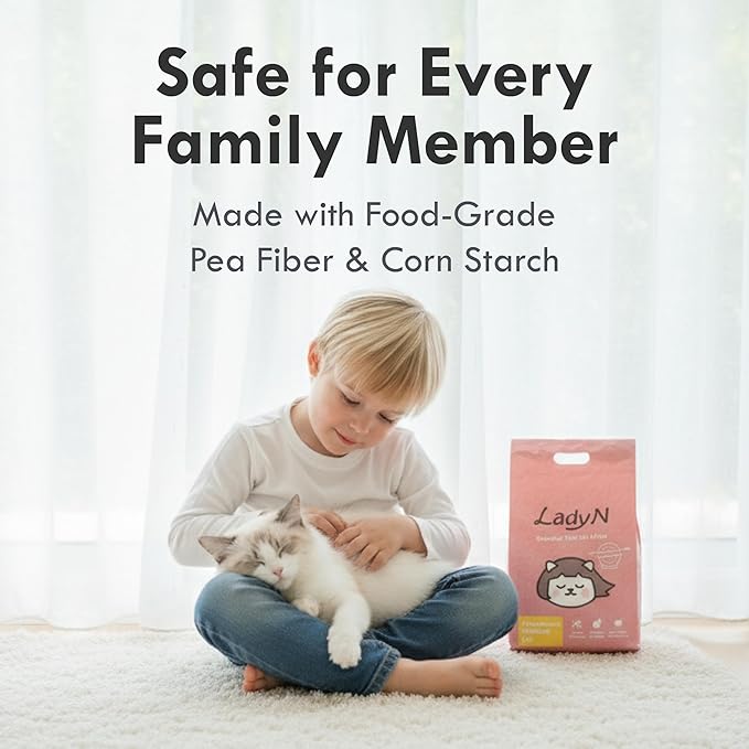 Lady N Pellet Tofu Cat Litter, Strong Clumping, Dust-Free Low-Track Water-Soluble, Natural Ingredients, Enviro-probiotic and Activated Carbon for Odor Control 18lb Yosemite Woody Scent + Unscented