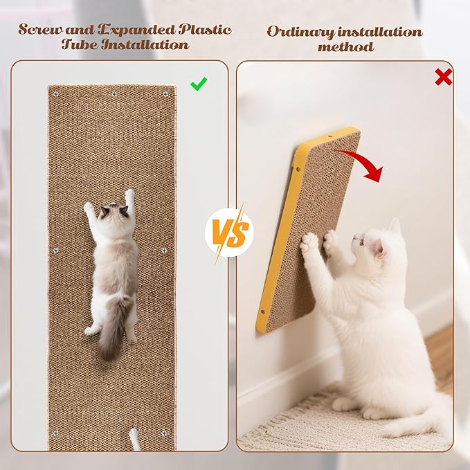 80"x15.7" Cat Wall Scratching Mat, Extra Large Cat Climbing Carpet with 20 Fixed Nails Wall Scratcher Furniture Protector for Couch, Sofa, Home (Brown)