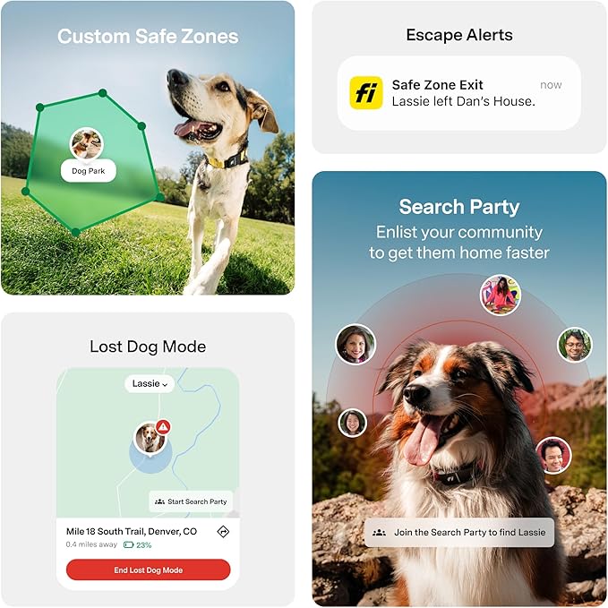 New Fi Series 3+ Smart Dog Tracker Collar [6 Month Membership Included] GPS Tracker for Dogs with Health & Behavior Monitoring, Escape Alerts, Waterproof, LED, Apple Watch Compatible (Yellow, Large)