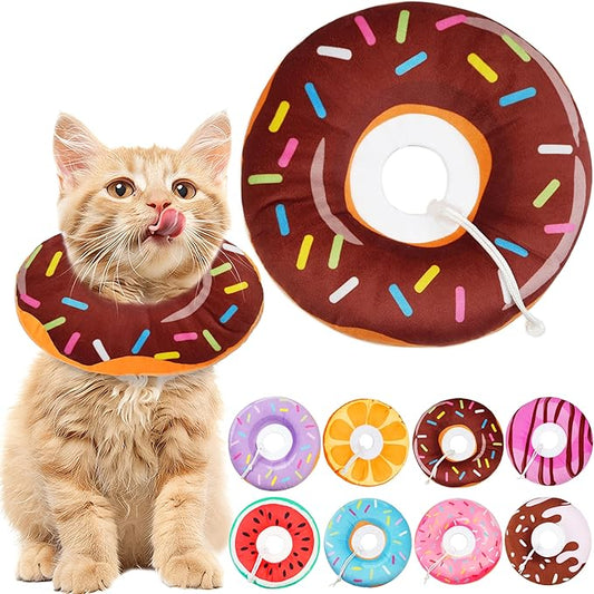 Cat Cone Collar Soft, Recovery Collar for Wound Healing Cute Donut Adjustable Cat Cones to Stop Licking Comfortable Lightweight Neck Elizabethan Collars for Kittens After Surgery