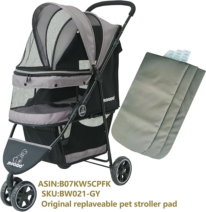 ROODO Pet Stroller Inner Pad for Exclusive Use,Original,Replaceable,Easy to Clean,Set of 3 pc(Gray)