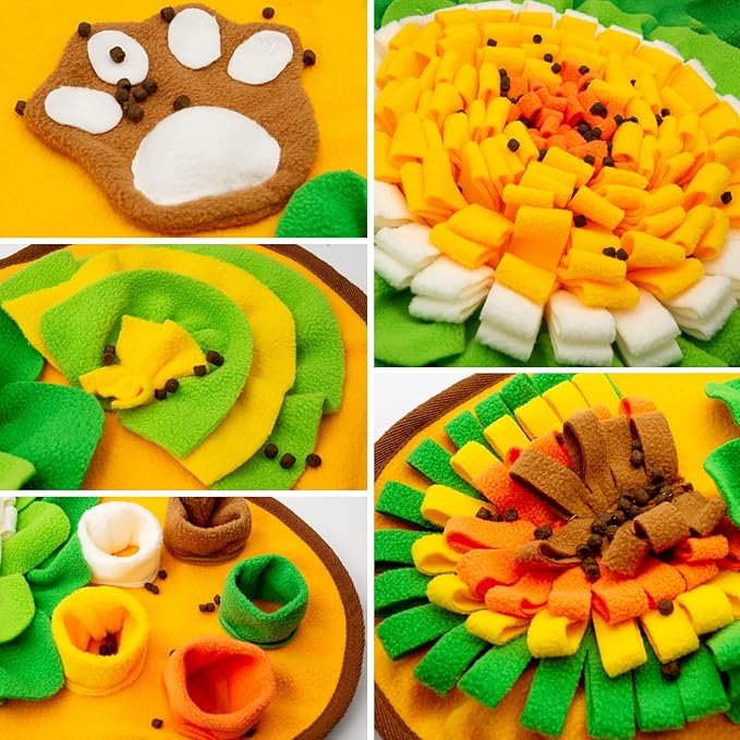 Snuffle Mat for Dogs, Pet Snuffle Mat for Small and Medium Dogs, Interactive Sniff Mat Feeding Mat for Puppies, Slow Feeder Dog Treat Mat for Training and Stress Relief (Bone Shape) (Orange, One Size)