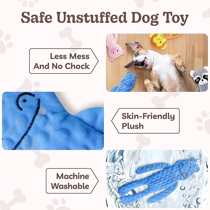 SHARLOVY No Stuffing Dog Toys Squeaky for Large Dogs, Crinkle Puppy Teething Toys to Keep Them Busy, Plush Interactive Doggie Long Lasting Chews for Aggressive Chewers