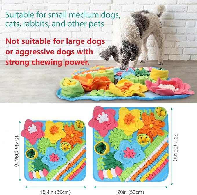 ORIA Snuffle Mat for Dogs, 20x20'' Interactive Dog Puzzle Toy, Non-Slip Treat Feeding Mat for Boredom, Slow Eating, Keep Busy, Pet Foraging Mat for Small Medium Large Dogs Cats Rabbits