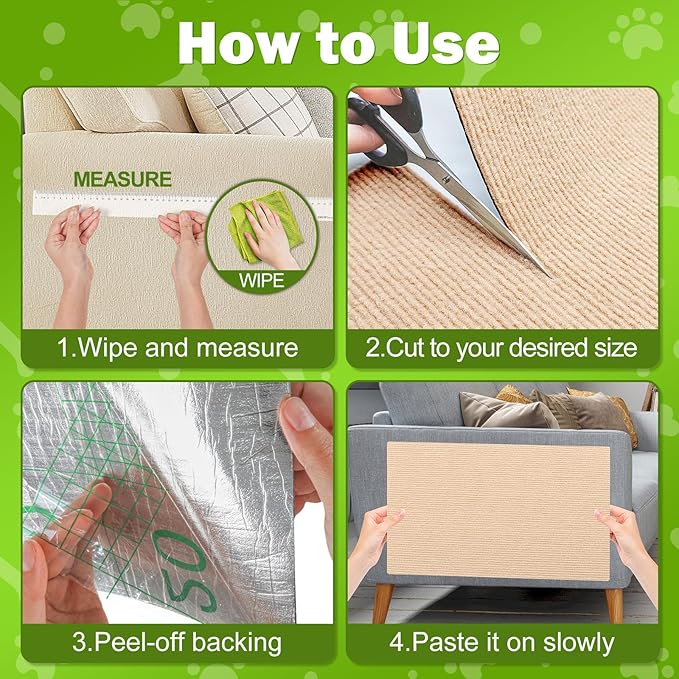 196.8x15.8 Cat Wall Scratcher Mat with Nano Tape,Anti Cats Scratch Furniture Couch Carpet Corner Protector for Indoor,Trimmable Cat Scratching Pad Board Sofa Replacement