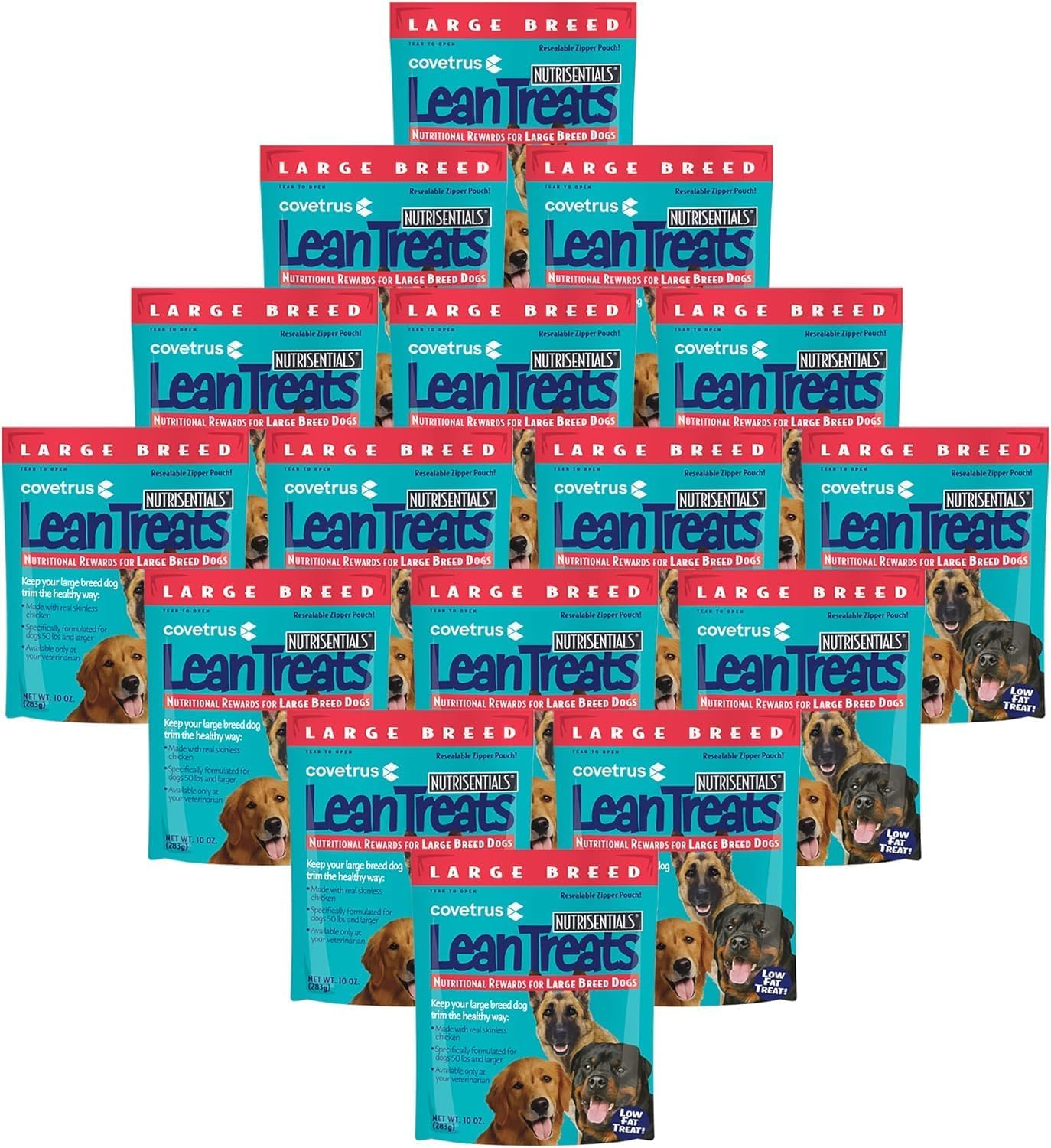 Covetrus Nutrisential Lean Treats for Large Dogs - Soft Dog Treats for Large Dogs - Nutritional Low Fat Bite Size K9 Treats - Chicken Flavor - 10oz - 16 Pack