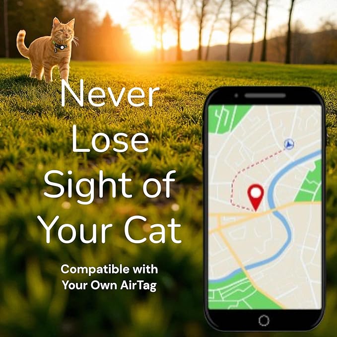 Adorable AirTag Cat Collar with Elastic, Durable Apple AirTag Holder – Lightweight, Comfortable & Adjustable Design with Breakaway Safety and Bell – Cute Choice for Girl & Boy Cats