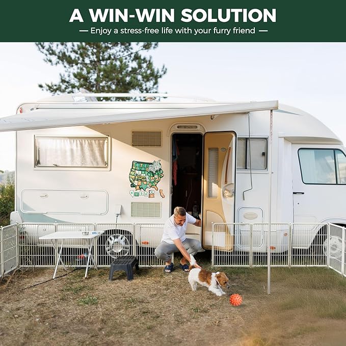 FXW Rollick Unleashed Dog Playpen for Indoor, Yard, RV Camping, 24 inch 24 Panels for Small and Puppy Dogs, White│Patented