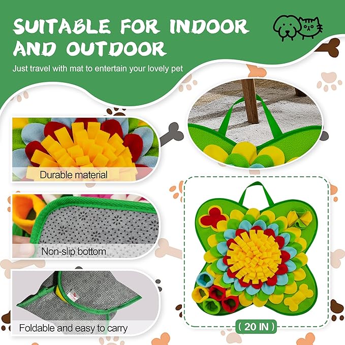 Snuffle Mat for Dogs Pet Treats Feeding for Small Medium Breed Dogs Non-Slip Interactive Dog Puzzle Toys Encourages Natural Foraging Skills