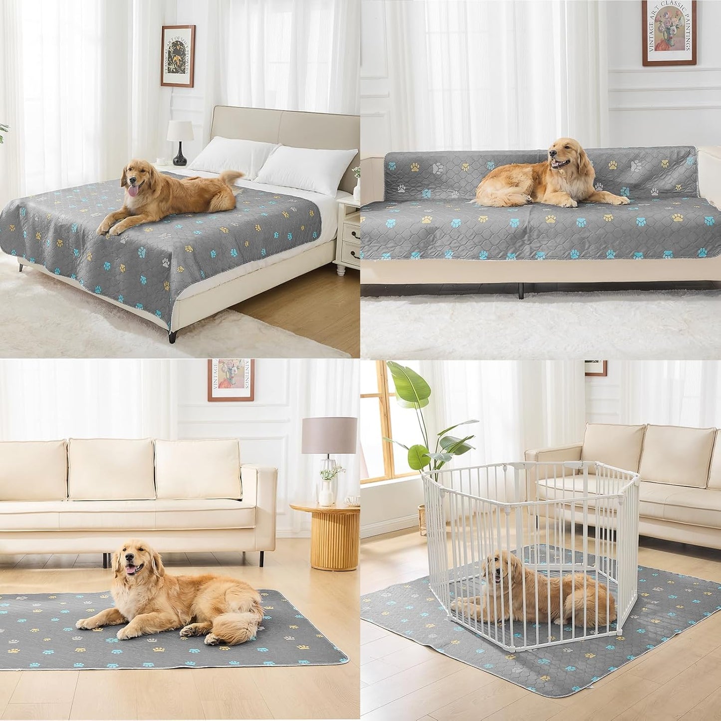 Aitmexcn Washable Puppy Dog Pee Pad, 2PCS 100% Waterproof Whelping Training Mat for Puppy/Senior Dog, Fast Drying Reusable Puppy Pads for Indoor, Outdoor and Car Travel- 24x36'' Llight Gray