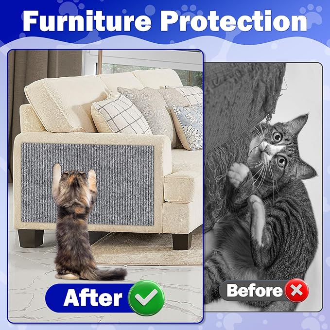 Anit Cat Scratch Couch Furniture Protector,78.7x15.8 Cat Wall Corner Scratcher Pads Mat,DIY Climbing Scratching Carpet Post Board Replacement