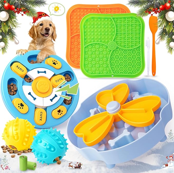 Curated Dog Puzzle Toys for Boredom and Mental Stimulation, 10-Pack Enrichment Toy Set with Slow Feeder Bowl, Lick Mat & Treat Ball to Keep Dogs Busy and Engaged