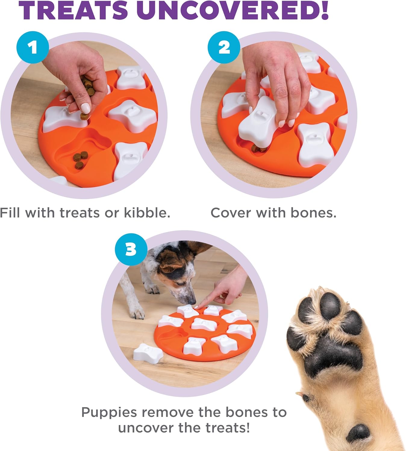 Outward Hound by Nina Ottosson Dog Smart Treat Puzzle Enrichment Toy, Level 1 Beginner, Orange