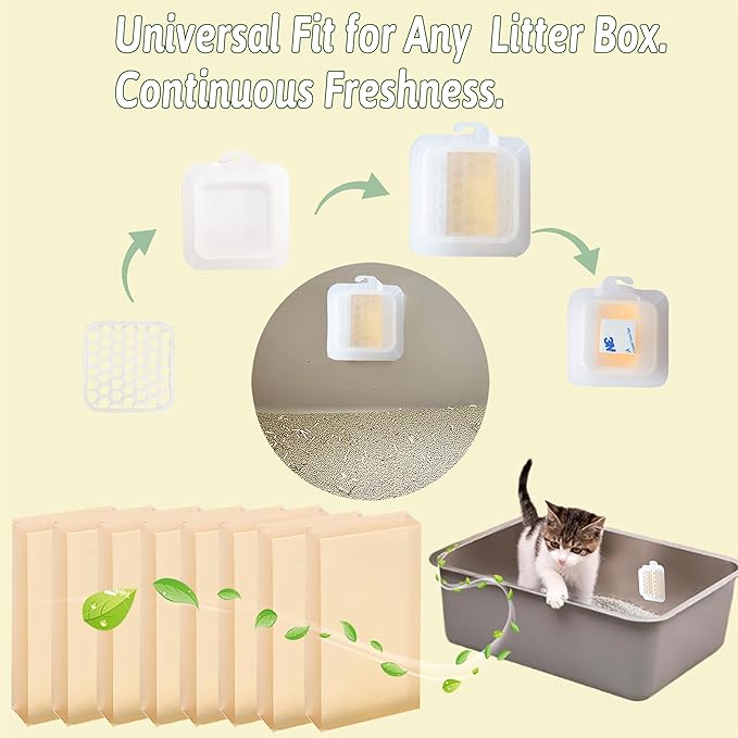 Cat Litter Deodorizer Replacement for Self-Cleaning Cat Litter Box, Pet Odor Eliminator Refills (8 Pack)
