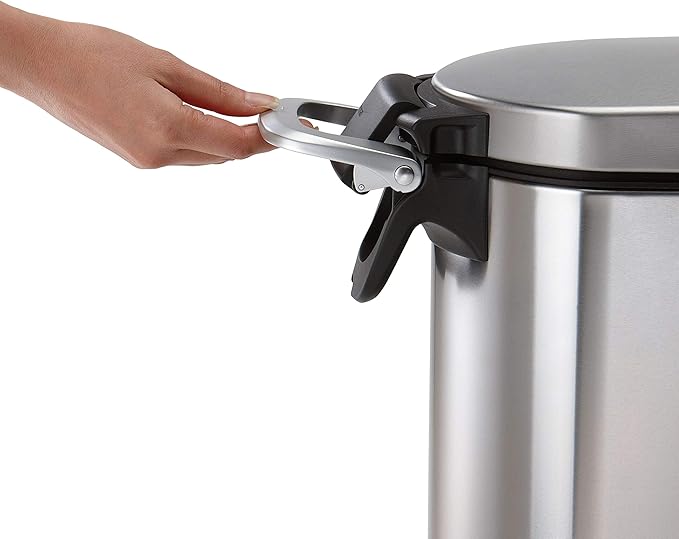 simplehuman 25 Liter, 27 lb / 12.2 kg Medium Pet Food Storage Container for Dog Food, Cat Food, and Bird Feed, Brushed Stainless Steel