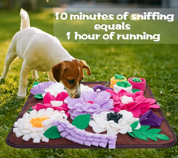 Snuffle Mat for Dogs,Dog Feeding Mat Sniff Mat Interactive Dog Puzzle Mat for Training and Stress Relief Encourages Natural Foraging Skills (Coffee)