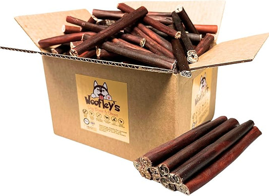 Woofley's 6 Inch Collagen Sticks for Dogs - (100 Count) Bully Stick Rawhide Alternative Dog Chews No Hide Bones for Medium & Large Dogs