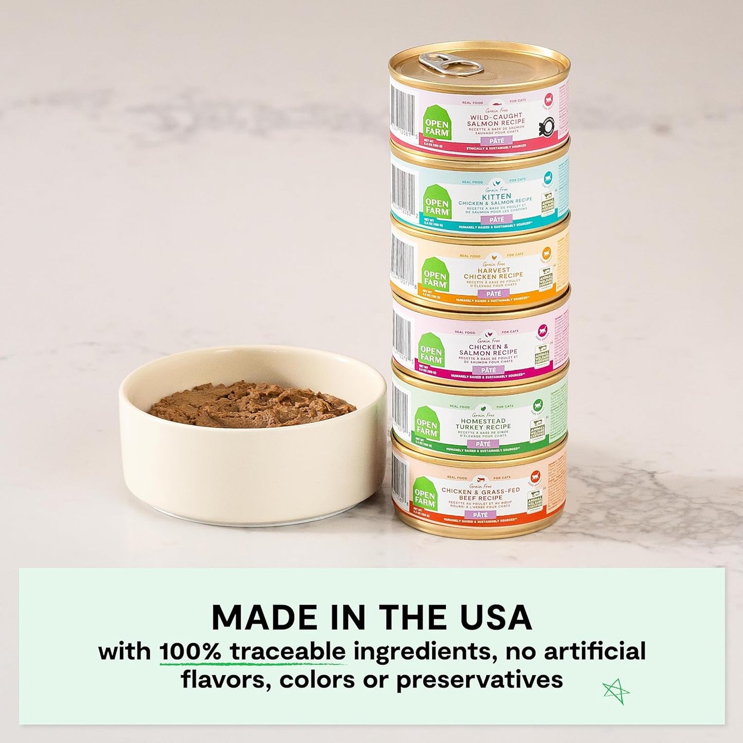 Open Farm Canned Kitten Food, Paté for Complete & Balanced Nutrition, Grain-Free and Legume-Free Wet Kitten Food, Chicken & Salmon Recipe, 2.8oz Cans (Case of 18)