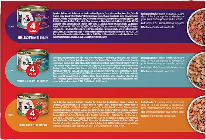 Nulo Variety Flavors Grain-Free Minced Wet Canned Cat Food, 3 Ounce (Pack of 12)