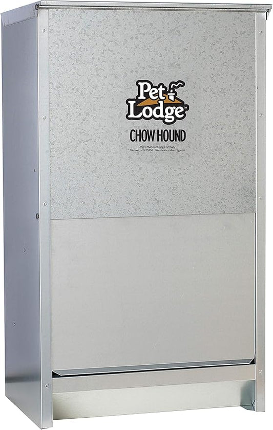 Pet Lodge® Automatic Dog Feeder | Chow Hound Outdoor Pet Feeder for Large Dogs | Tough Galvanized Steel | Made in USA | 50 Pound