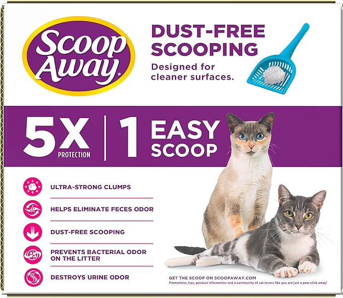 Scoop Away Advanced Multi-Cat Clumping Cat Litter, Meadow Fresh Scent, Pack of 2, 18.5 Pounds (Package May Vary)