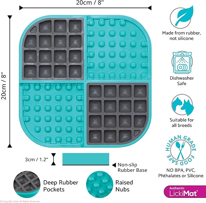 Lickimat Slomo, Dog Slow Feeding Lick Mat, Boredom Anxiety Reducer, Turquoise