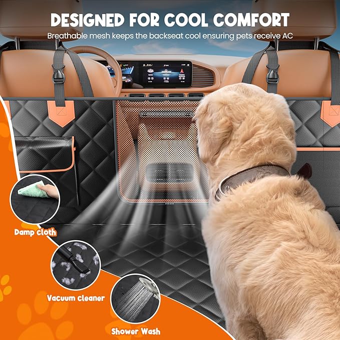 Back Seat Extender for Dogs Hard Bottom Holds 500lbs,Waterproof Dog Car Seat Cover for Back Seat, Truck-Large Space Dog Hammock for Truck