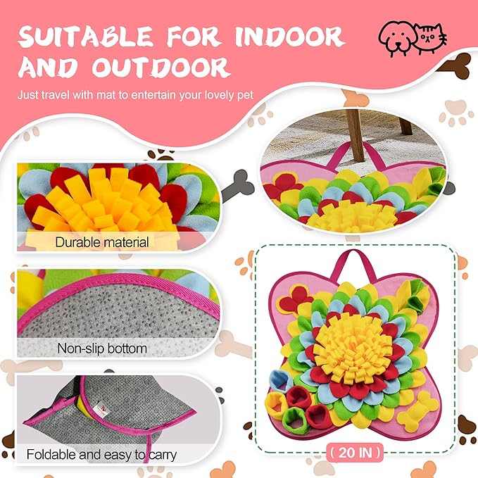 Snuffle Mat for Dogs Pet Treats Feeding for Small Medium Breed Dogs Non-Slip Interactive Dog Puzzle Toys Encourages Natural Foraging Skills