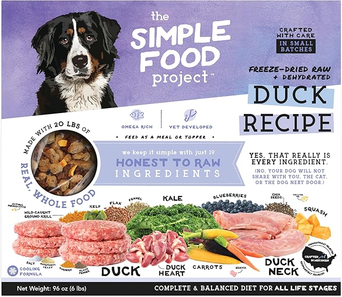 Simple Food Project - Duck Recipe - Freeze Dried Raw Food for Dogs - 96oz