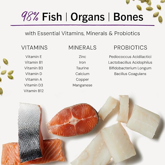 Stella & Chewy's Freeze-Dried Raw Cat Dinner Morsels - Premium Salmon & Cod Recipe with 98% Wild-Caught Fish & Organs - Natural Grain-Free Cat & Kitten Food - Made in USA - 8 oz