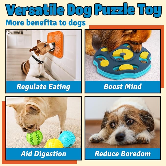 9 Pack Engaging Dog Puzzle Toy Set – Mentally Stimulating Enrichment Toys for Small & Medium Dogs, Includes Lick Mat with Suction Cups for Boredom Relief