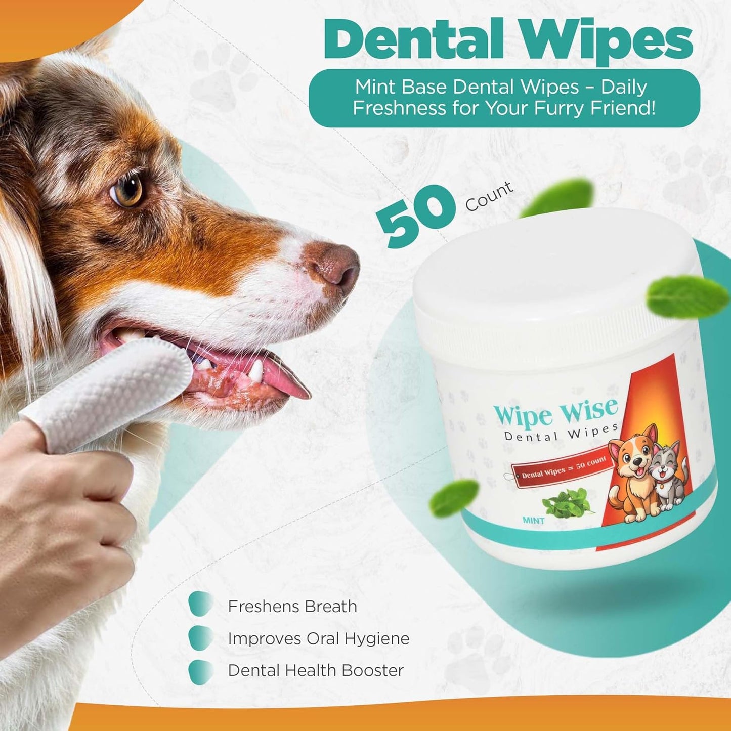 100 Pet Wipes (8x8'' Unscented) - 100 Ear Wipes (Coconut) - 50 Dental Wipes (Mint Infused) for Dogs & Cats, 250 Wipes, Alcohol-Free, Safe & Gentle- Great Value Bundle, Pet Care