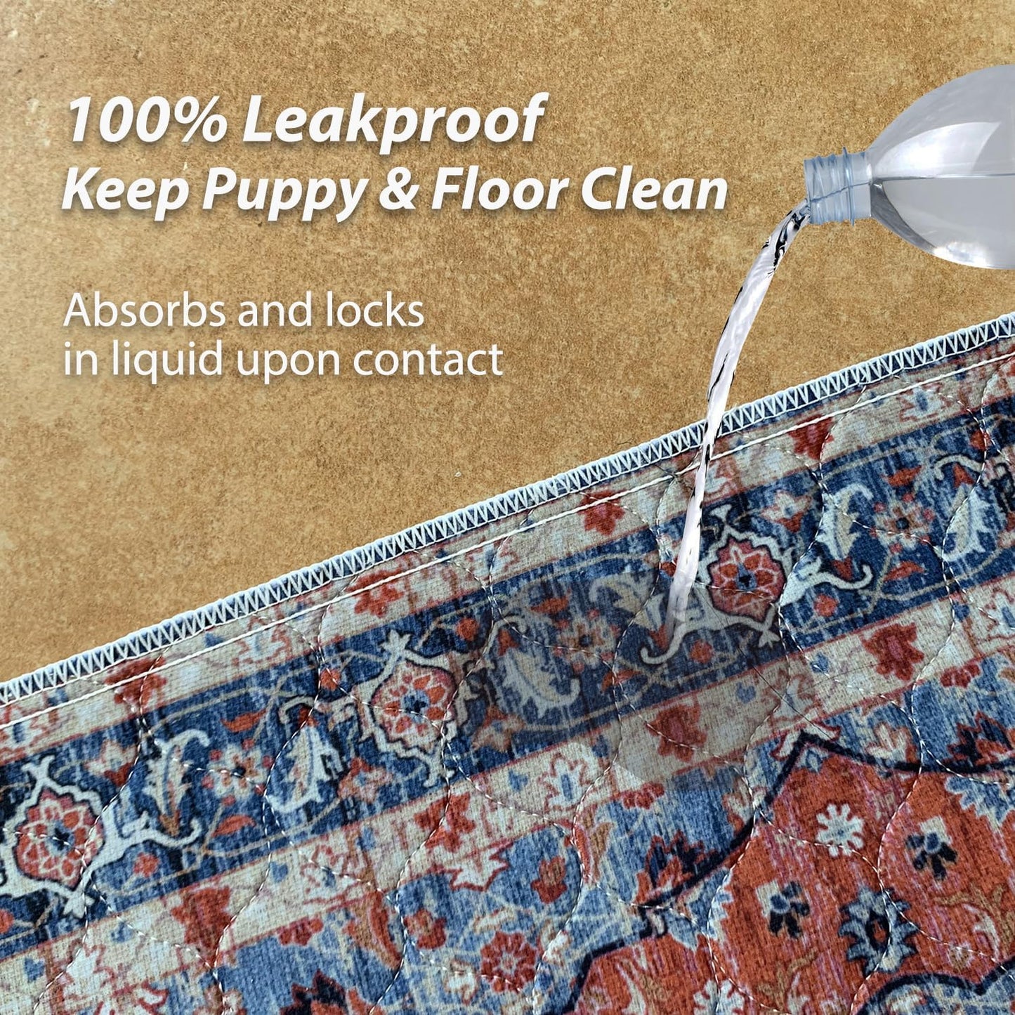 nunubaby Washable Pee Pads for Dogs, Stylish, Non-Slip and Leak-Proof Pee Pads. Reusable Potty Pads for Dogs for Crates and Floors.(Red/Floral, 18" x24")