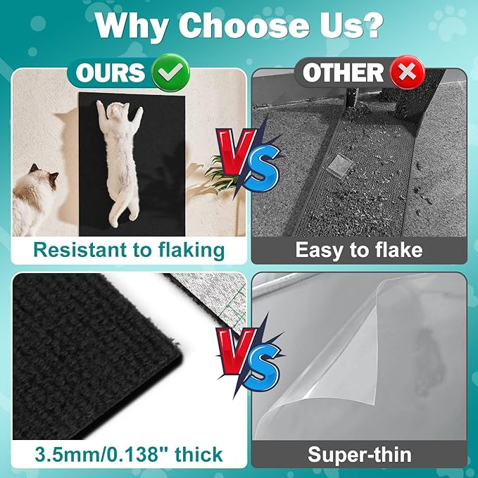 23.6x15.8 Couch Wall Corner Protection for Indoor Cats,Anti Scratch Furniture Protector from Cats Scratching,Trimmable Climbing Cat Scratcher Pad Play Mat Easy Use for Cat Board/Door/Carpet