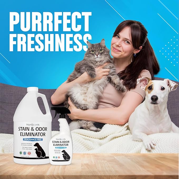NonScents Stain & Odor Eliminator - Pet Odor & Stain Remover for Dog and Cat Urine - Fragrance Free (1 Gallon)