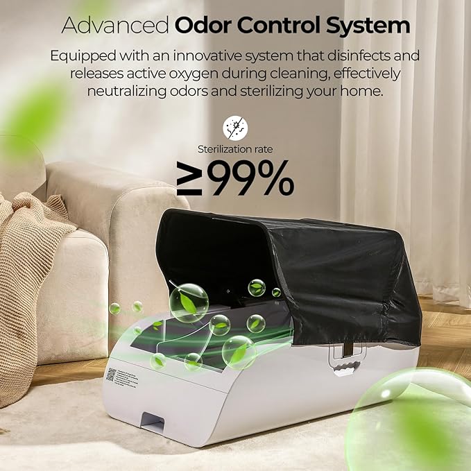 Self Cleaning Litter Box,Open-Top Automatic Cat Litter Box APP Control (2.4G/5G) with Health Tracking, Dual Safety Sensors&Odorless Design,Includes cat Litter & 3 Rolls Waste Bags (with Tent)