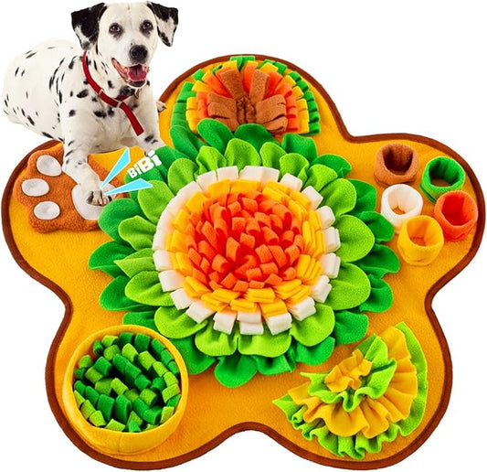 Snuffle Mat for Dogs, Pet Snuffle Mat for Small and Medium Dogs, Interactive Sniff Mat Feeding Mat for Puppies, Slow Feeder Dog Treat Mat for Training and Stress Relief (Bone Shape) (Green, One Size)