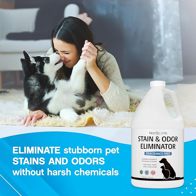 NonScents Stain & Odor Eliminator - Pet Odor & Stain Remover for Dog and Cat Urine - Fragrance Free (1 Gallon)