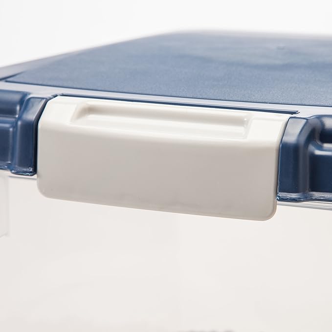 IRIS USA Airtight Dog Food Storage Container, Up to 30 lbs, Attachable Wheels, for Dog Cat Bird and other Pet Food Storage Bin, Keep Fresh, Easy Mobility, BPA Free, Navy/Pearl