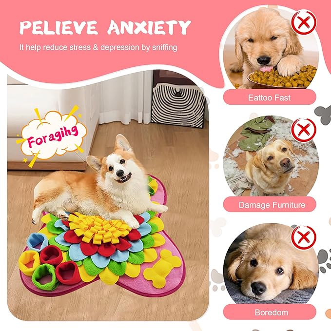 Snuffle Mat for Dogs Pet Treats Feeding for Small Medium Breed Dogs Non-Slip Interactive Dog Puzzle Toys Encourages Natural Foraging Skills