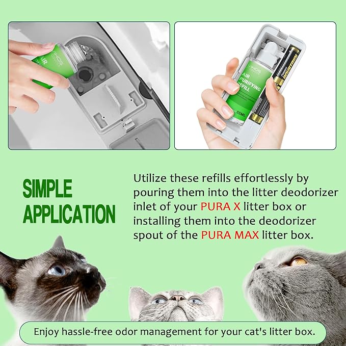 Cat Litter Deodorizer Compatible with PET-KIT PuraX PuraMax Self-Cleaning Cat Litter Box Quickly Odor Control 100% Natural Deodorizer Replaced Odor Removers Air Purifying Refills - Lemon Flavor