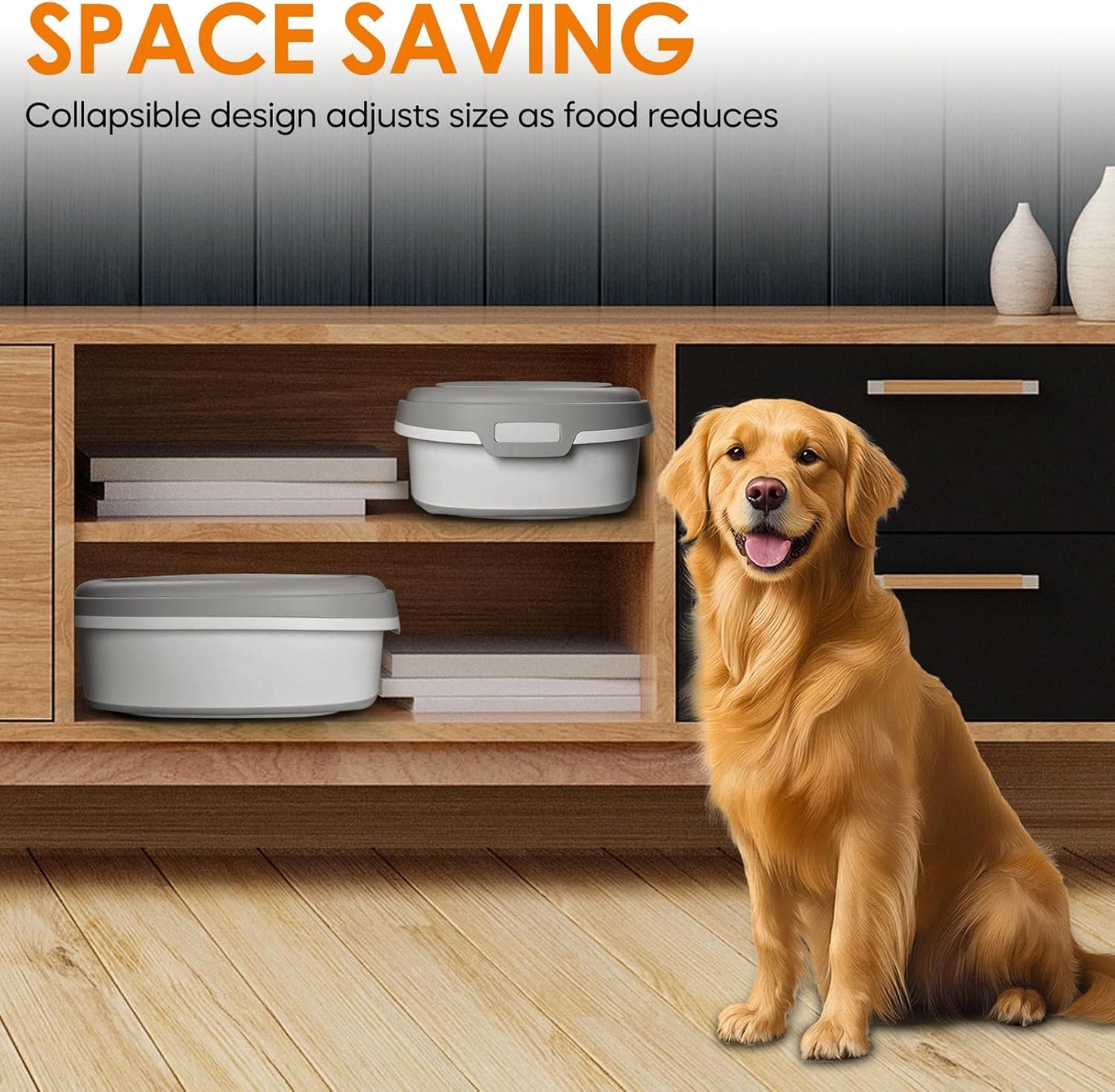 28-30Lbs Dog Food Storage Container, Collapsible Dog Food Container with Lid,Multifunctional Pet Food Storage Container for Dog,Cat,Rice,Flour,Pet Food Scoop and Small Container