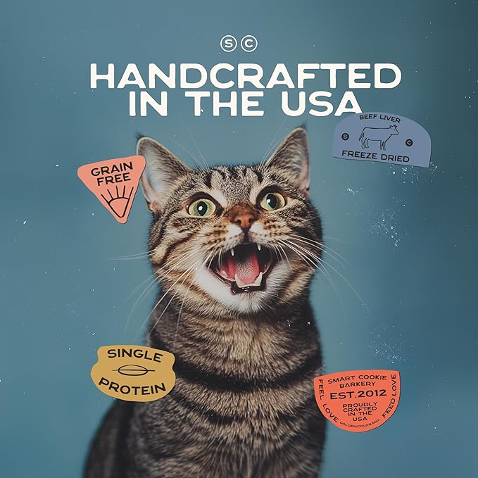 Smart Cookie Beef Liver Freeze Dried Cat Treats – Single Ingredient, High-Protein Snacks for Picky Cats – 100% Pure Beef Liver, No Fillers or Additives, Made in The USA – 1oz