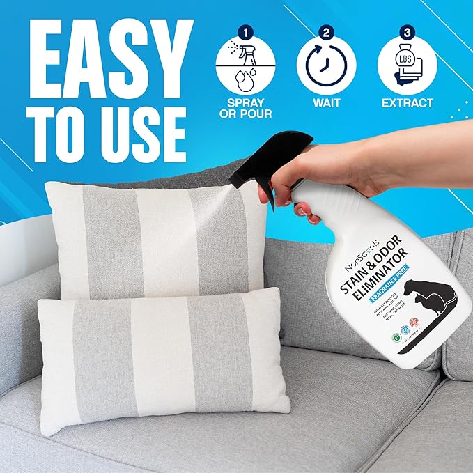 NonScents Stain & Odor Eliminator Spray for Strong Odor - 32 oz - Pet Odor Eliminator for Home - Carpet Stain Remover for Cats and Dog Pee - Cat Urine Destroyer - Carpet Cleaner Spray (Pack of 2)